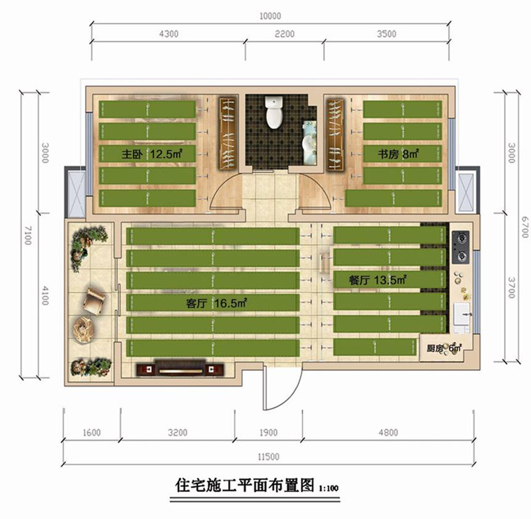 两室一厅石墨烯电地暖供热